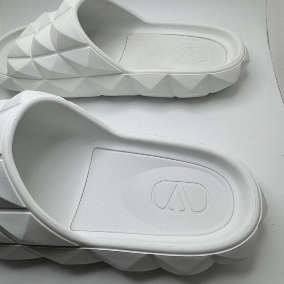 Valentino Garavani Roman Stud Turtle Slide Sandals Rubber White Men's EU 41 NIB - Picture 10 of 16